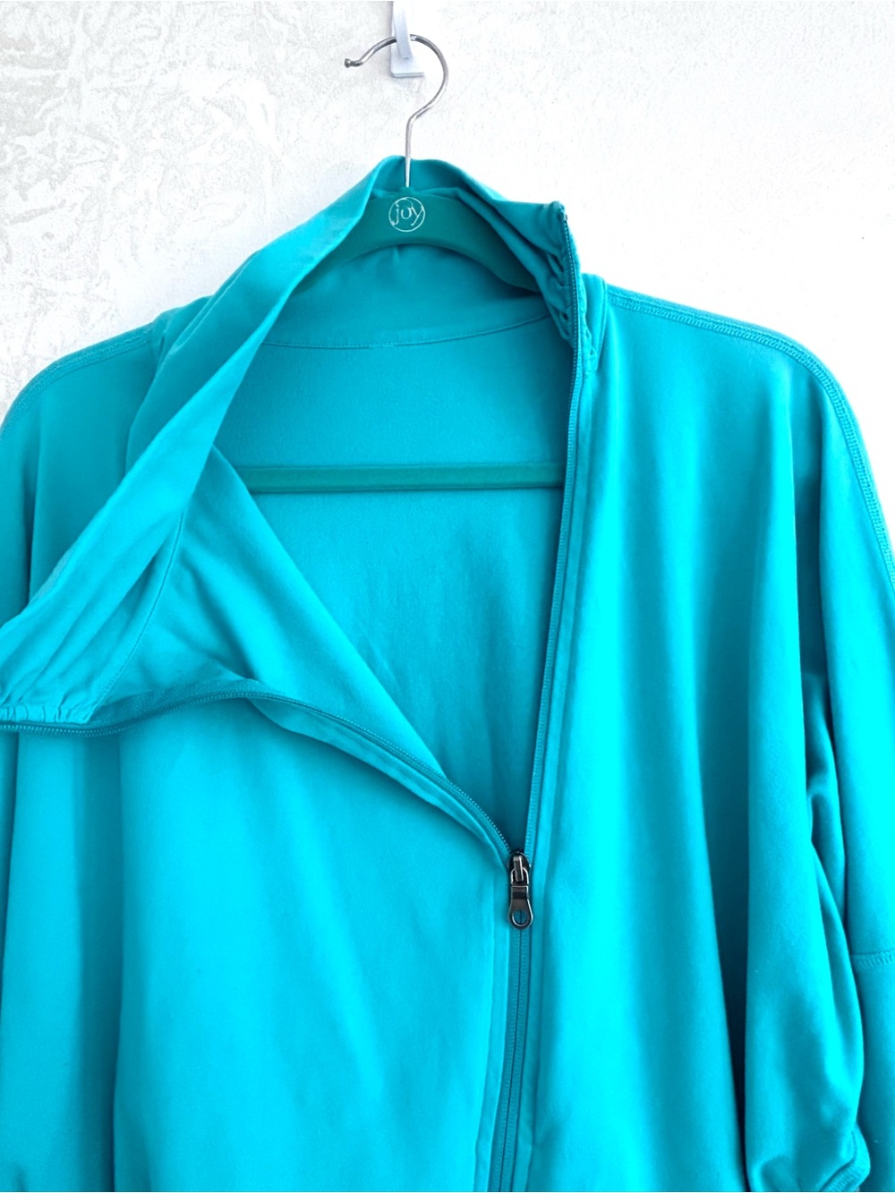 Karma Turquoise Asymmetrical Zip Dolman Sleeve Activewear Yoga Jacket S - Picture 3 of 7